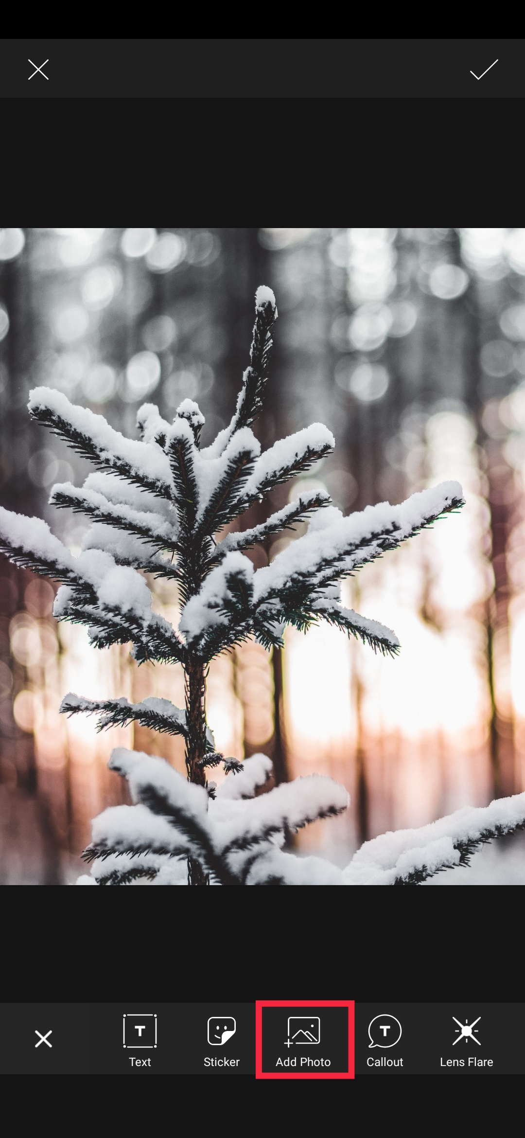 How to add snow to your photos using mobile phone