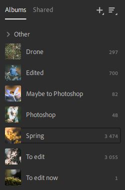 Adobe Lightroom folders for my captured, started and finished photos and edits
